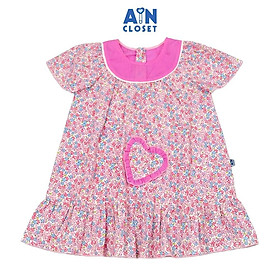 Đầm bé gái hoạ tiết Baby Nhí Hồng Cotton - AICDBGCW1T7O - AIN Closet