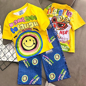 Đồ bộ bé gái quần dài hiệu MIMYKID in hình 3D vải thun, quần áo trẻ em - LMTK-B11GH3 - B11G-VÀNG - 20 16-20kg