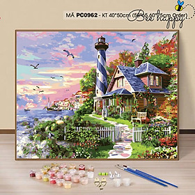 Mua Tranh Tô Màu Theo Số Nàng Thơ Bee Happy Phong Cảnh Biệt Thự Ven Biển Mã PC0962