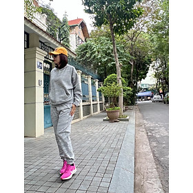 Bộ nỉ Victoria Secret màu ghi xước unisex mềm mịn, thoải mái cho vận động thể thao và phù hợp cả mặc nhà