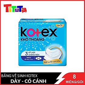 Băng Vệ Sinh Maxi 23cm Kotex Khô Thoáng Kết Hợp 3 Chống Tràn 8 miếng