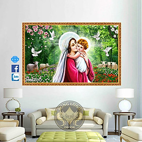 TRANH DÁN TƯỜNG 3D CHÚA GIÊ SU - TRANH ĐỨC MẸ MARIA VÀ CHÚA HÀI ĐỒNG, TRANH GIA ĐÌNH THÁNH GIA DÁ