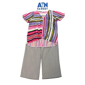 Bộ quần áo lửng cho mẹ họa tiết Sọc Màu sắc linen - AICDMEJDTWWU - AIN Closet