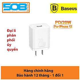 Bộ sạc nhanh 20W USB Type C Baseus Super SI Quick Charger QC3.0 cho iPhone 12 (1C, 20W, Chân dẹt) - Hàng chính hãng