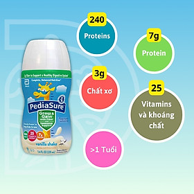 Sữa tăng cân cho bé Pediasure Grow & Gain with fiber  Mỹ - Giúp trẻ phát triển chiều cao, cân nặng, trí tuệ - QuaTangMe Extaste - 1 thùng 24chai