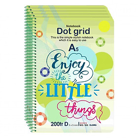 Lốc 5 Sổ Lò Xo Đơn A5 Ruột Chấm 200 trang KLONG MS 968 