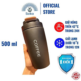 Cốc Giữ Nhiệt SOIKA SB08500 Inox 304 500ml Có Ống Hút Nước Cách Nhiệt Chân Không Nhiều Màu