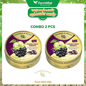 (Combo 2 hộp) Kẹo trái cây Cavendish & Harvey vị BLACKCURRANT WITH APPLE FILLING 175gr nhân siro - Vị ngon tự nhiên tuyệt vời từ Đức