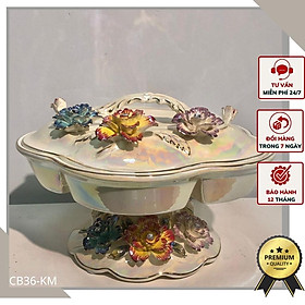 Mua Khay Mứt Cẩm Nhung Sứ Xương Men Xà Cừ Tân Cổ Điển CB36-KM