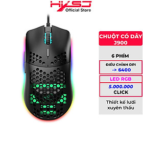 Mua Chuột chơi Game HXJS J900 RGB Lead đổi màu Bề Mặt Lưới Xuyên Thấu Cực Đẹp DPI 6400 chuyên dành cho Game thủ - HÀNG CHÍNH HÃNG