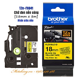 Mua Nhãn in siêu dẻo TZe-FX641  nhãn dán cáp mạng  điện  18mm x 8m  chữ đen nền vàng - Hàng Chính Hãng