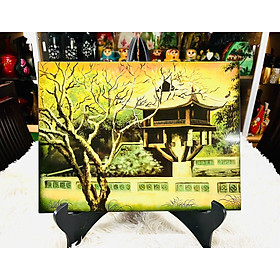 Mua Tranh sơn mài cao cấp Thanh Bình Lê Chùa Một Cột trang trí  làm quà tặng