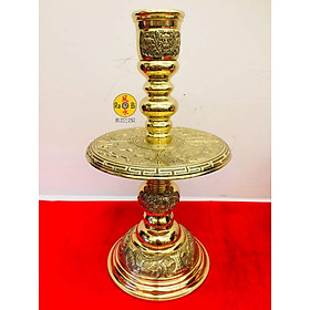 Mua  Đồ Thờ Cúng  Chân đèn đồng Tứ Linh đặt bàn thờ cao cấp thương hiệu Vĩnh Tiến ( có tem )