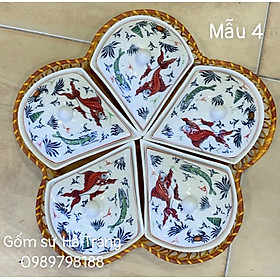 Mua Bộ khay mứt gốm sứ Bát Tràng cao cấp không chì vẽ tay xuất dư