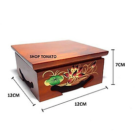 Mua KỶ VUÔNG  ĐẾ BÁT HƯƠNG ĐÔN GỖ XOAN ĐÀO HOA SEN NỔI 10CM 12CM 14CM 16CM.18CM.20CM