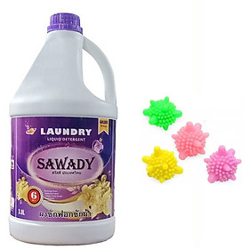 Nước giặt xả 6 in 1 Sawady Thái Lan 3,8L - Tặng 3 bóng giặt mini sinh học