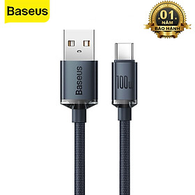 Cáp Sạc Siêu Nhanh Baseus Crystal Shine Series Fast Charging USB to Type-C 100W (Supercharge 5A & Data Cable) - Hàng Chính Hãng