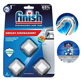 Vỉ 3 viên vệ sinh máy rửa bát Finish Dishwasher Care, làm sạch, khử khuẩn