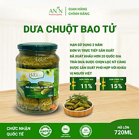 Dưa Chuột Bao Tử Ngâm F&G Food Size 6-9, Hũ Lớn 720gr Ăn Kèm Thịt Nướng, Làm Gỏi Trộn