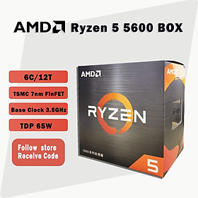 Mới AMD Ryzen 5 5600 R5 5600 3.5 GHz 6 Nhân 12 Luồng 7NM 65W L3=32M 100-000000927 Ổ Cắm AM4 Có Quạt