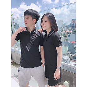 Set đồ đôi áo váy cặp CoupleTina 100% cotton cao cấp - Màu đen