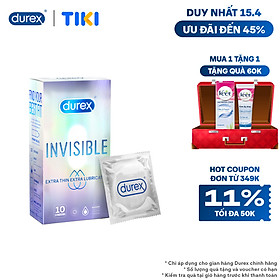 Bao cao su Durex Invisible Extra Thin Extra Lubricated 1 Hộp 10 Bao