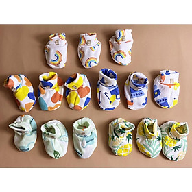 Set 03 đôi bao chân cho bé sơ sinh hoạ tiết OETEO hàng xuất Singapore Cao Cấp Mềm Mịn