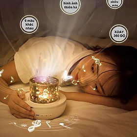 Mua Đèn ngủ mặt trăng 3d vũ trụ ngàn sao chiếu sao bay lơ lửng để bàn tự xoay thông minh cao cấp