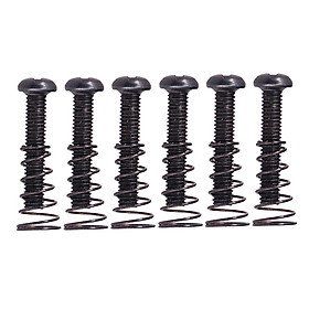 Iron Bridge Tailpiece Screws w/ Springs Silver for Electric Guitar Pack of 6