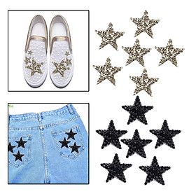 12PCS Mini Star Patches Iron On Patches Badges Self Adhesive Sparkling