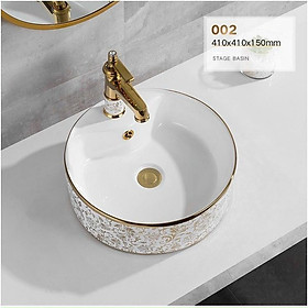 Mua Lavabo đặt bàn tròn mạ hoa văn vàng