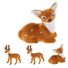 Lifelike  Model Artificial Cute Xmas Elk Miniature Figurines Crafts