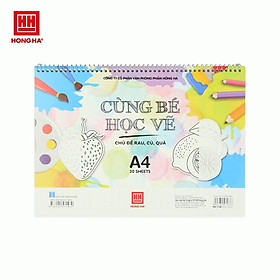 Vở tập vẽ lò xo 20 tờ A4 "Cùng bé học vẽ - Chủ đề rau, củ, quả"  - 7168