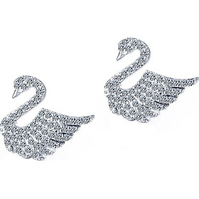 Bông tai nữ bạc 925 thiên nga pha lê trắng