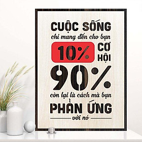 Mua Tranh gỗ decor tạo động lực  Cuộc sống chỉ mang đến cho bạn 10% cơ hội  90% còn lại là cách bạn phản ứng với nó