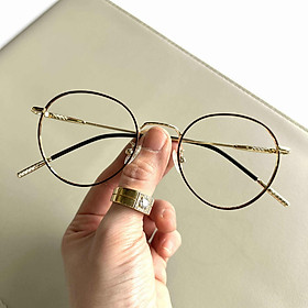 Kính thời trang dáng tròn dễ đeo gọng kim loại cho nam nữ