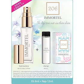 Nước hoa Nữ Immortel Paris 206 Eau De Perfume (Gồm chai xịt 8ml + Chai nạp 12ml)-Mùi hương mạnh mẽ và đầy cuốn hút  
