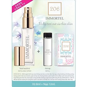 Nước hoa Nữ Immortel Paris 206 Eau De Perfume (Gồm chai xịt 8ml + Chai nạp 12ml)-Mùi hương mạnh mẽ và đầy cuốn hút 
