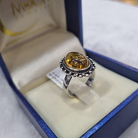 Nhẫn hổ phách Baltic màu Cognac  - MOON Jewelry