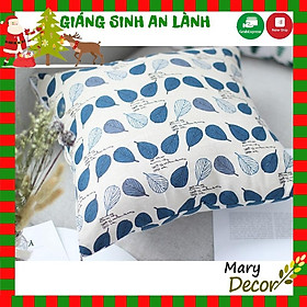 Mua Gối tựa sofa - họa tiết Lá Bodhi xanh tím G-E05