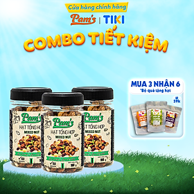 Combo 3 Hũ Ngũ Cốc Mix 6 Loại(Macca + Hạnh Nhân + Điều + Nhân Óc Chó + Hạt Bí + Nho Úc) Pam's 160gx3