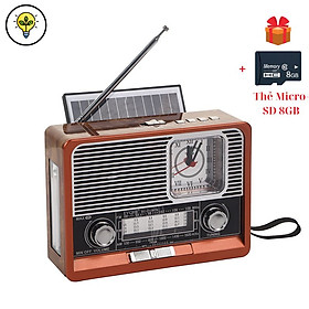 Mua  FreeShip+Tặng thẻ 8GB Đài FM/AM/SW đa năng  kết nối bluetooth  thẻ nhớ  USB  sạc năng lượng mặt trời + cáp  thẻ 8G