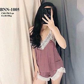 Bộ đồ ngủ lụa cao cao cấp ren hoa B913