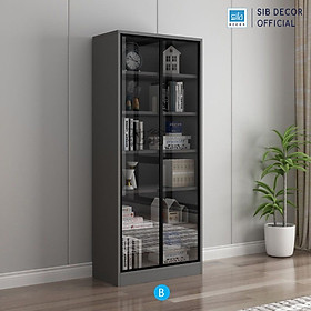 Mua Set Tủ Sách Gỗ Nhiều Ngăn Tiện Lợi Phối Cửa Kính Trung Bày Hiện Đại Thương Hiệu SIB Decor KS603