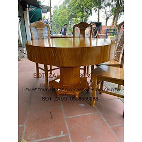 Bộ bàn ghế ăn bàn tròn hộp vs 6 ghế gỗ hương nam phi