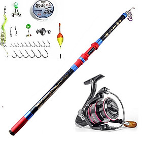 Bộ cần câu cá - 2m1 - Cần carbon siêu bạo lực - Kèm máy Kim loại HB - Tặng kèm phụ kiện - Giao màu ngẫu nhiên
