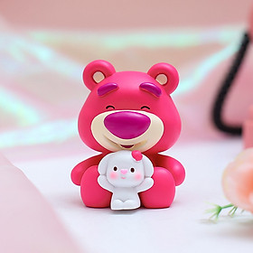 Mô Hình Gấu Dâu Mini Và Thỏ Trang Trí Xe Hơi Bàn Học Quà Tặng_ Hàng Chính Hãng