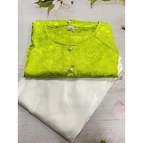 BỘ BÀ BA GẤM KÈM QUẦN LỤA TRẮNG 6 SIZE - Xanh chuối.Q trắng