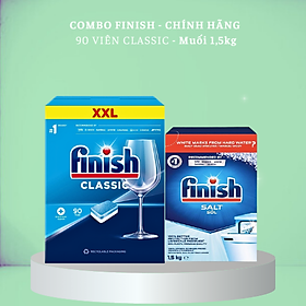 Combo Muối rửa bát Finish 1,5kg+Viên rửa chén bát Finish 77 viên dùng cho máy rửa bát