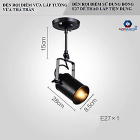 Đèn chiếu điểm trang trí quán thời trang rọi tranh vật thể tạo điểm nhấn cho không gian sơn đen bảo hành 24 tháng - Đèn 1 bóng - Không Bóng
